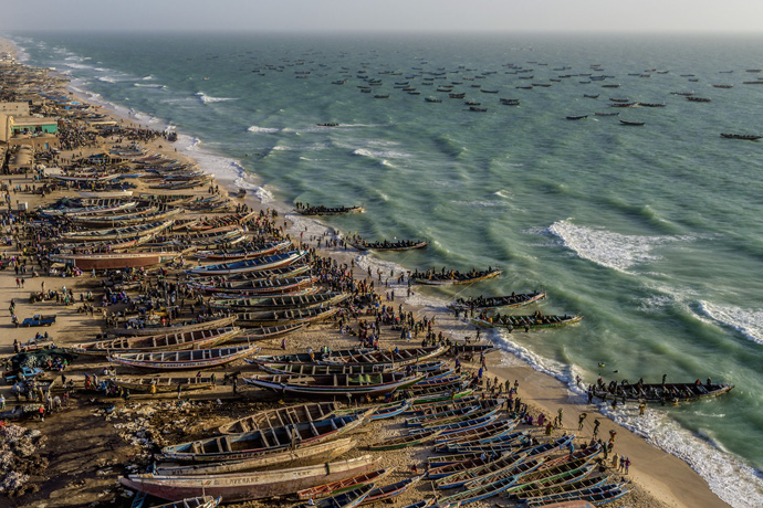 Fishing boats on the beach of Kayar, Senegal