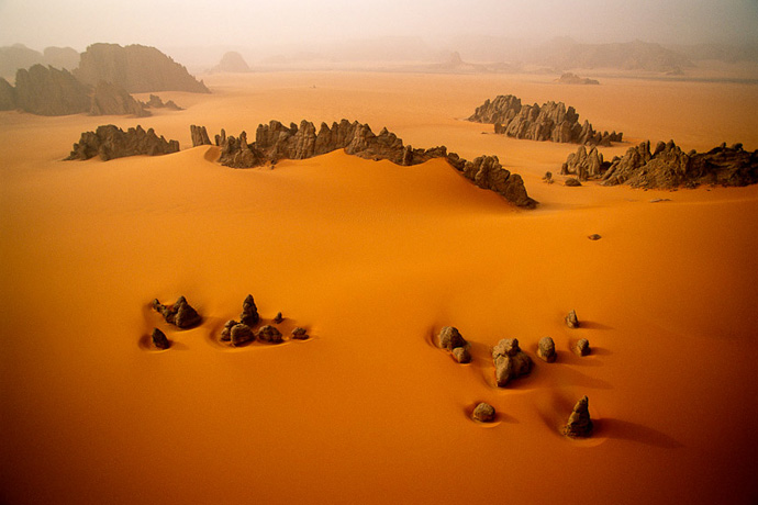 Pinnacles of sandstone in the Karnasai Valley, Chad by George Steinmetz